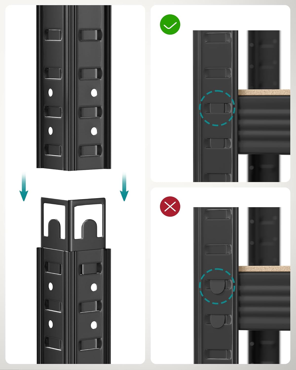 SONGMICS Juego de 2, Estantería Pesada de 5 Niveles, Estantería de Acero, Montaje sin Herramientas, 40 x 90 x 180 cm, Negro MGLR042B01