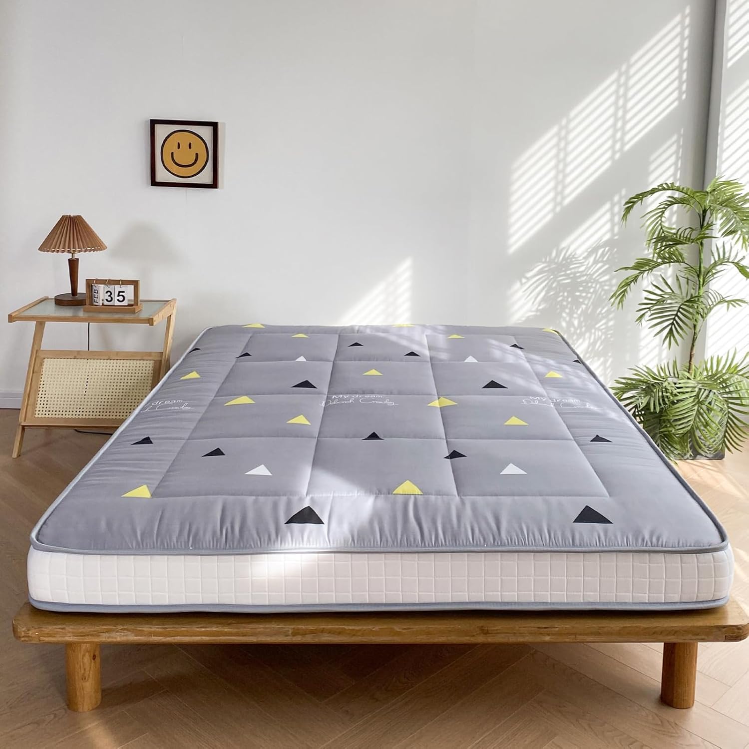 MAXYOYO - Puf plegable para sofá, cama, colchón de piso para adultos, extra grueso, 6 pliegues, sofá para recámara, sala de estar, beige, 135 x 240 cm