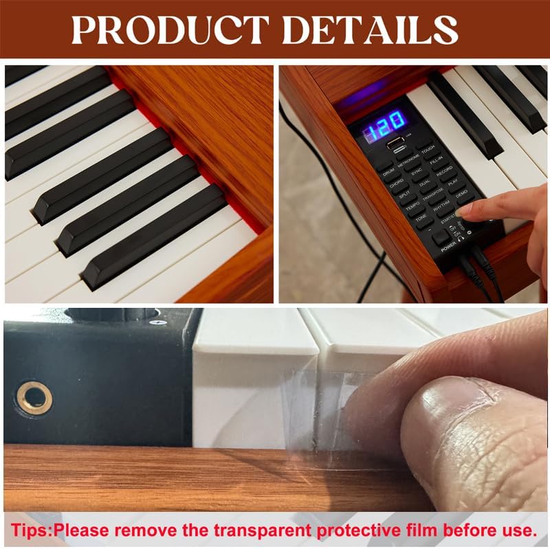 Teclado digital para piano de 88 teclas semiponderado, piano eléctrico de tamaño completo para principiantes, con soporte de partitura, pedal, adaptador de corriente, modo de auriculares,
