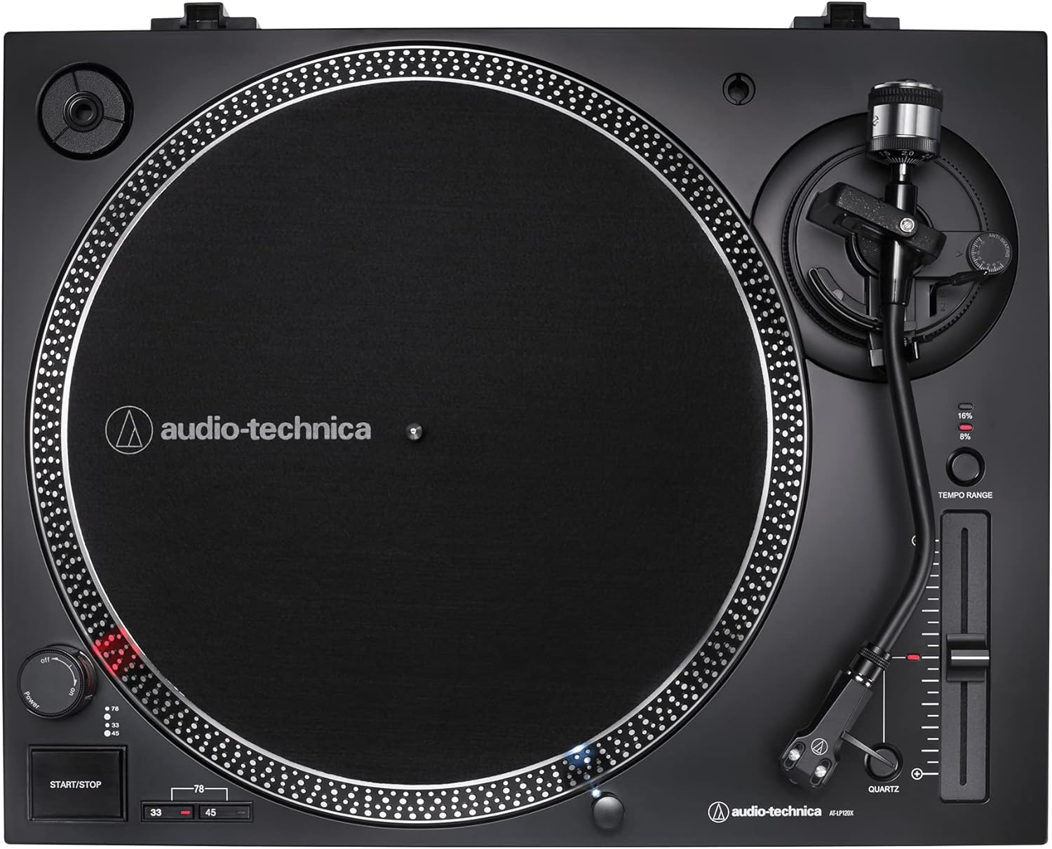 Audio-Technica - Tocadiscos AT-LP120XUSB-BK con accionamiento directo (analógico y USB), totalmente manual, alta fidelidad, 3 velocidades, convierte vinilo a digital, antipatinaje y control de tono variable, negro