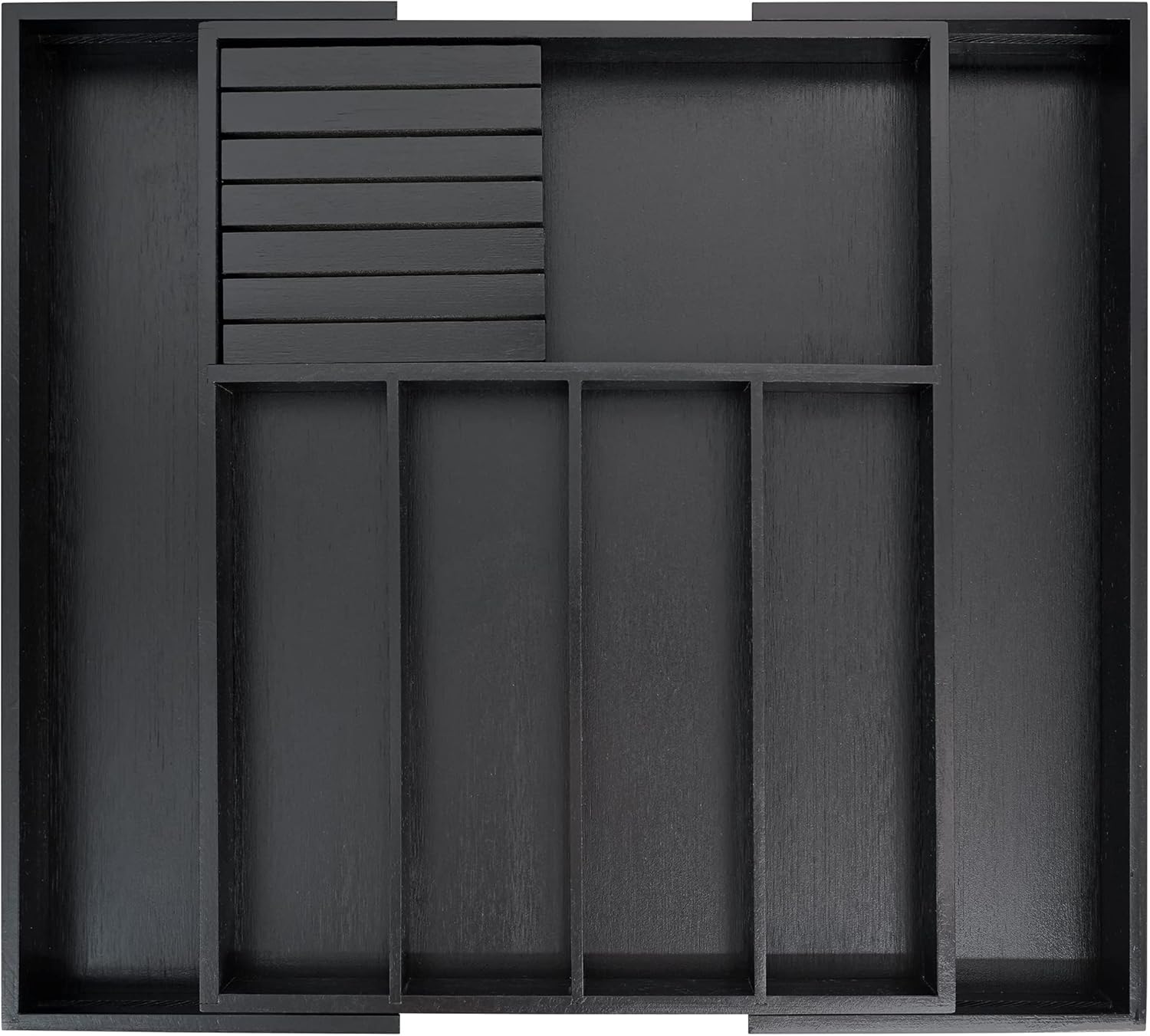VaeFae Cocina, soporte para utensilios extensibles y bandeja de cubiertos con Divider de 13" -21,6 "de superficie plana y bloque de cuchildesmontable (negro)
