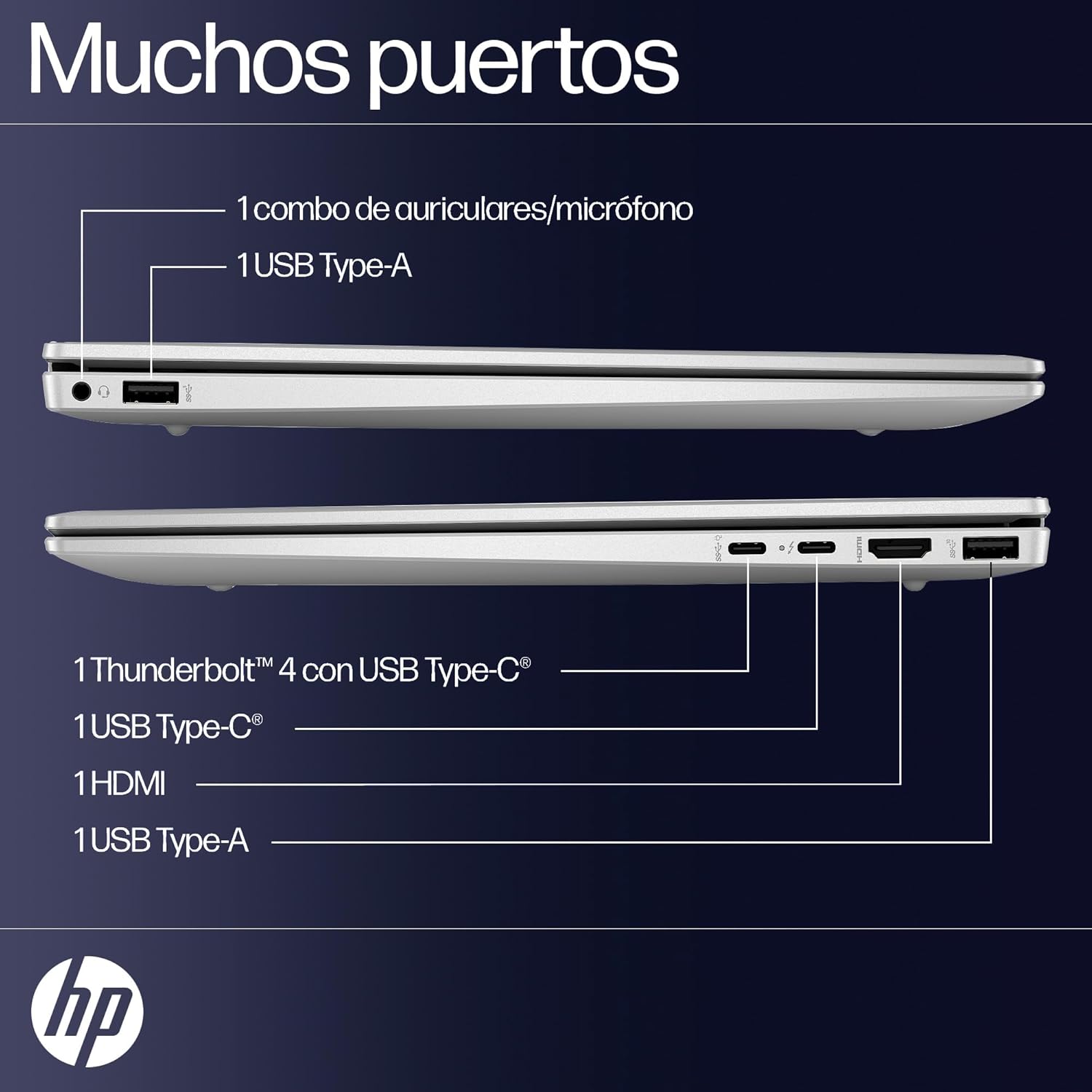 HP Laptop Pavilion Plus 14-ew0001la, Intel Core i5, 16 GB RAM, 512 GB SSD, Pantalla WUXGA (1920x1200), 14", Windows 11 Home, Teclado en Español, Garantía México, Plata Natural