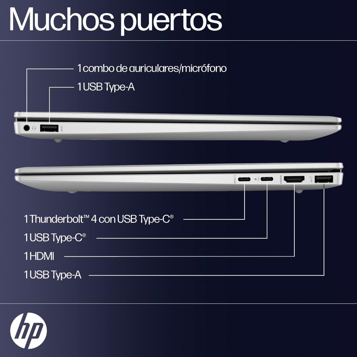 HP Laptop Pavilion Plus 14-ew0001la, Intel Core i5, 16 GB RAM, 512 GB SSD, Pantalla WUXGA (1920x1200), 14", Windows 11 Home, Teclado en Español, Garantía México, Plata Natural