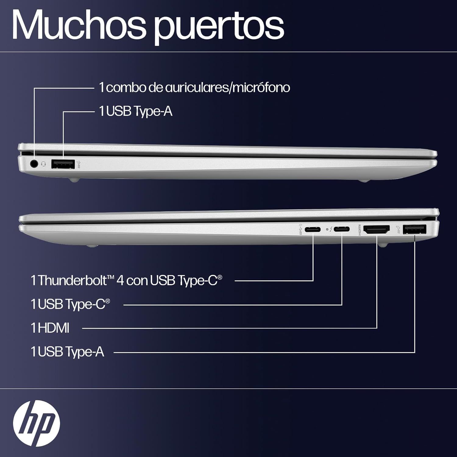 HP Laptop Pavilion Plus 14-ew0001la, Intel Core i5, 16 GB RAM, 512 GB SSD, Pantalla WUXGA (1920x1200), 14", Windows 11 Home, Teclado en Español, Garantía México, Plata Natural