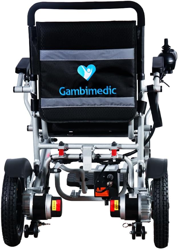 GAMBIMEDIC Silla De Ruedas Electrica Plegable Aluminio Todoterreno Ligera Portatil Facil Transporte Para Viaje Cuenta Con 4 Amortiguadores Facil Almacenaje Silla Motorizada Portatil