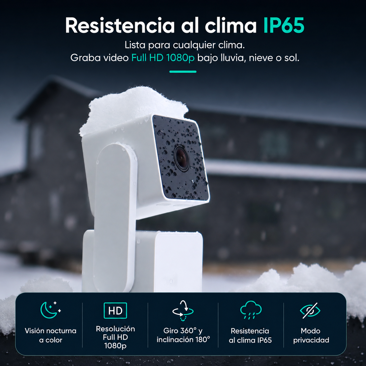 Wyze Cam Pan v3 Cámara de Seguridad para Interior y Exterior | 1080p Full HD | Visión Nocturna a Color | Resistencia IP65