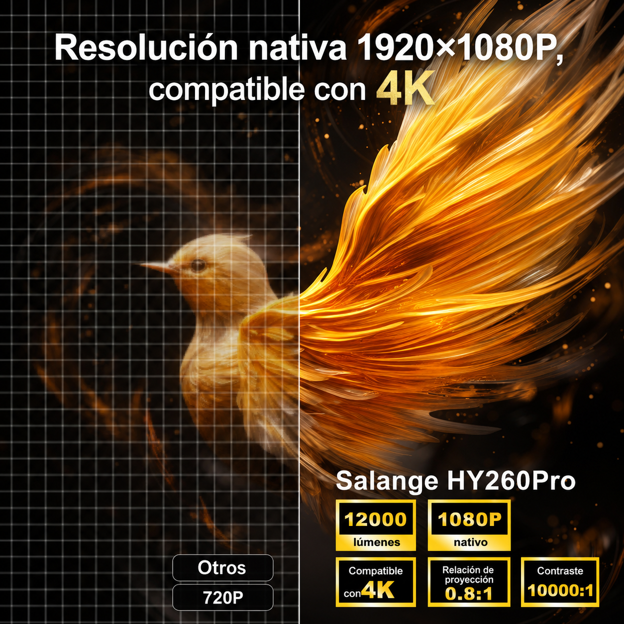 [Enfoque automático] Mini proyector nativo 1080P con WiFi y Bluetooth 5.4, proyector inteligente 4K, aplicaciones integradas, piedra clave automática, proyector portátil para películas al aire última