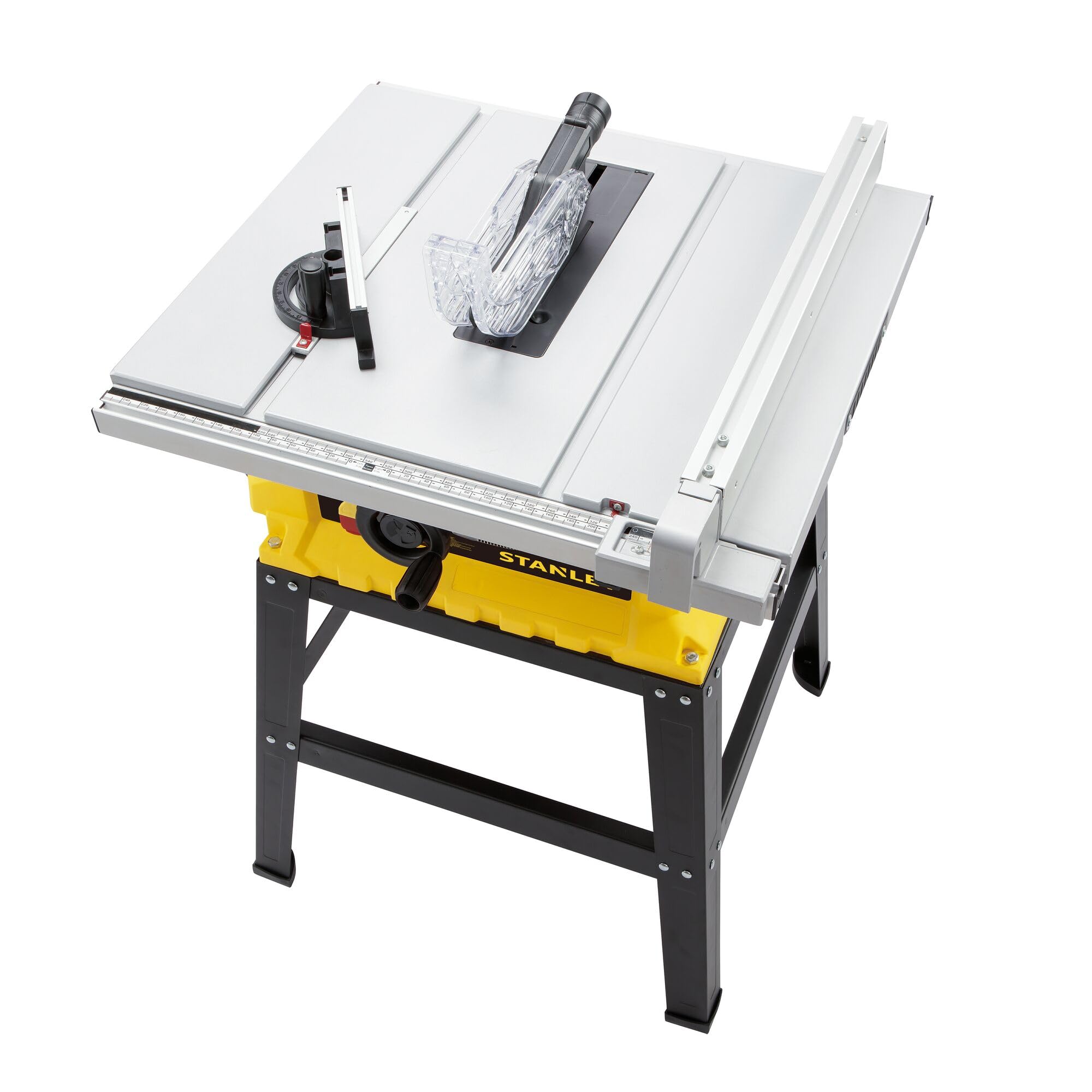 Sierra de Mesa STANLEY de 2000W y 120V con Mesa de Aluminio Extensible, Ajuste de Profundidad y Corte a 45°/90°