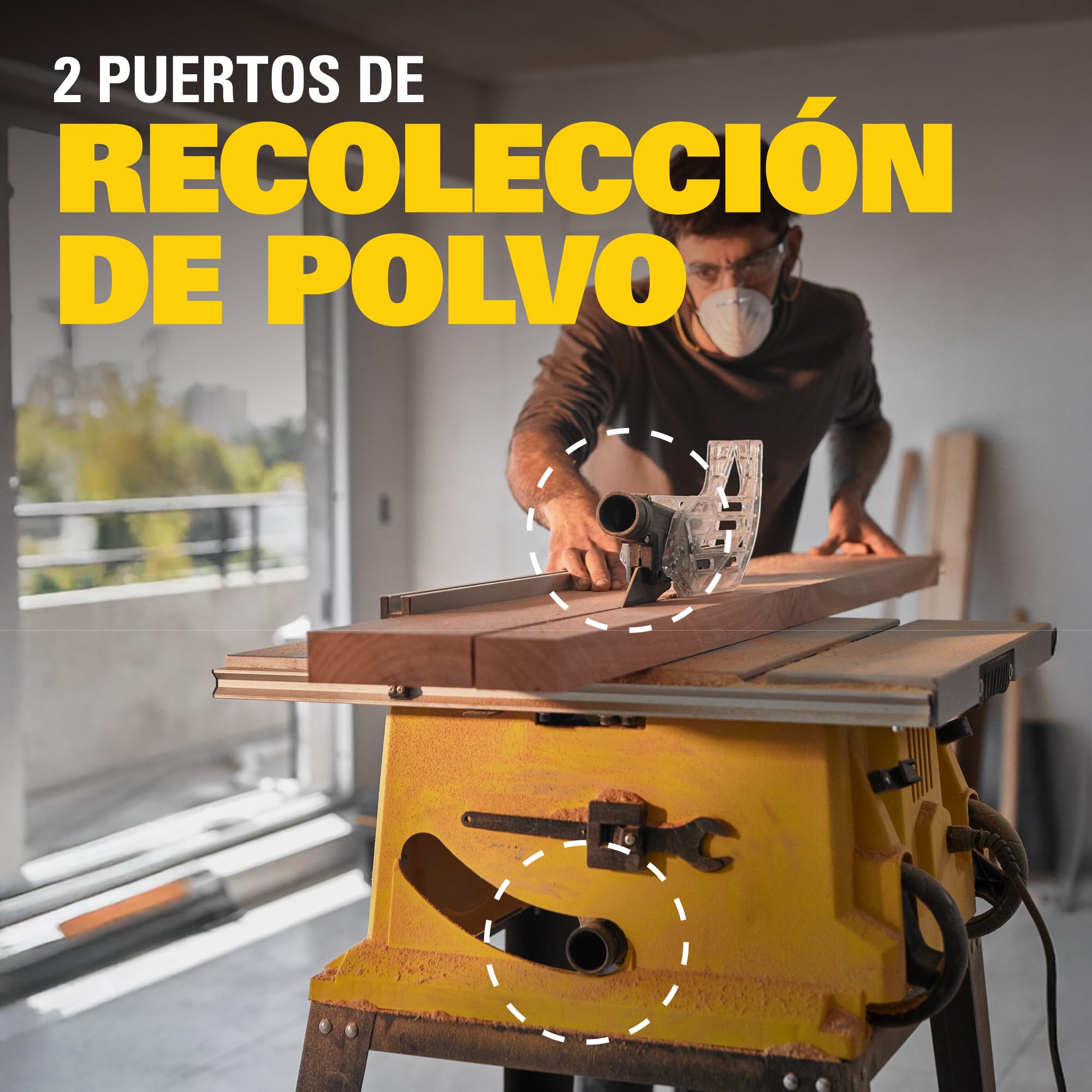 Sierra de Mesa STANLEY de 2000W y 120V con Mesa de Aluminio Extensible, Ajuste de Profundidad y Corte a 45°/90°