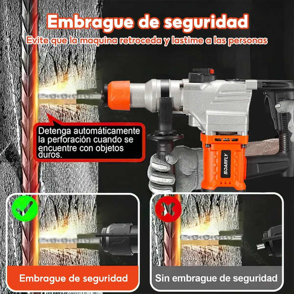 💥Oferta especial de hoy: Martillo eléctrico - 2200 W, 127 V, doble modo (martillado y cincelado) - Estándar estadounidense