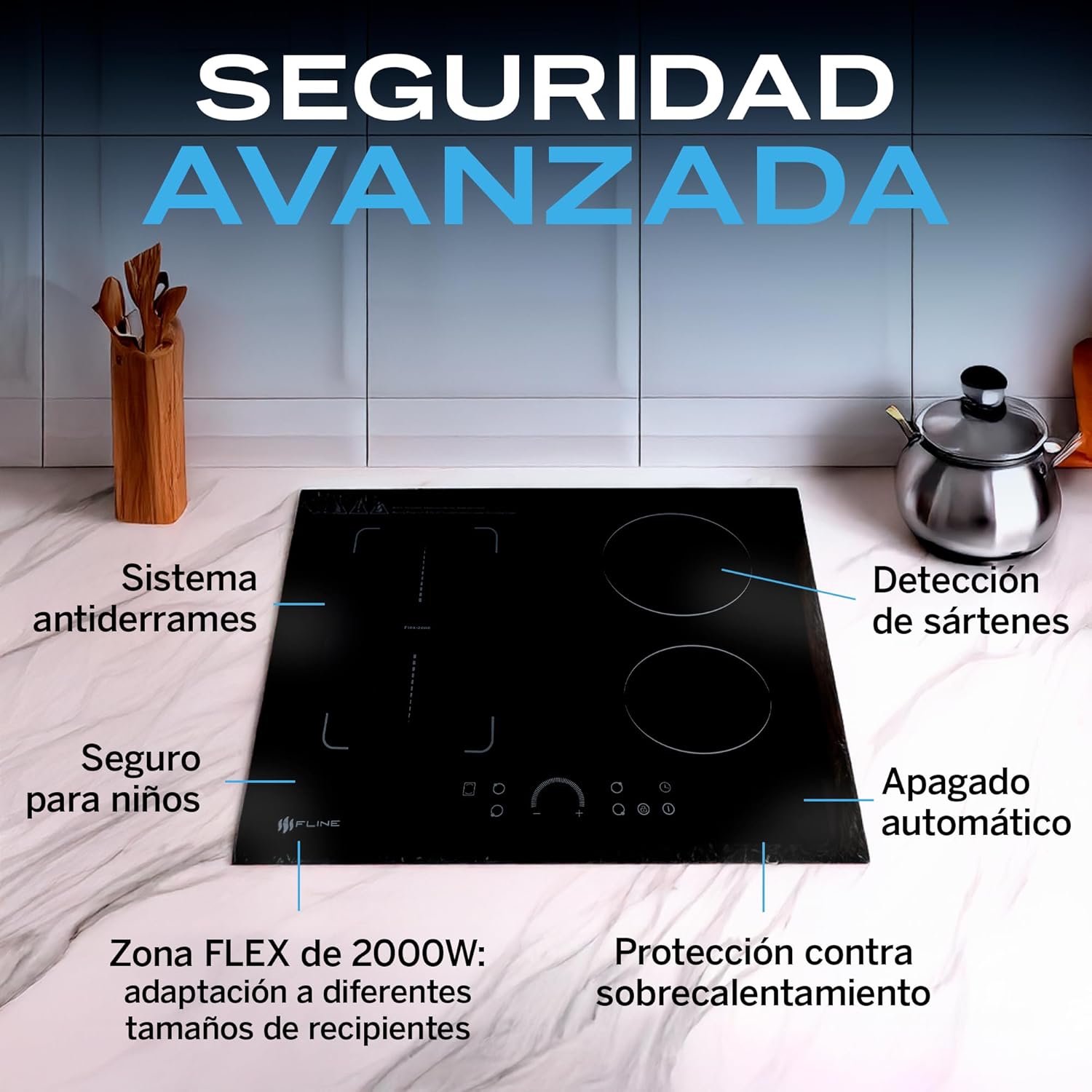 Parrilla De Gas Empotrable 4 Quemadores | Vidrio Templado | Gas LP Y Gas Natural | Encendido Electrónico | Estufa De Mesa | Parrilla De Inducción | Fácil Limpieza