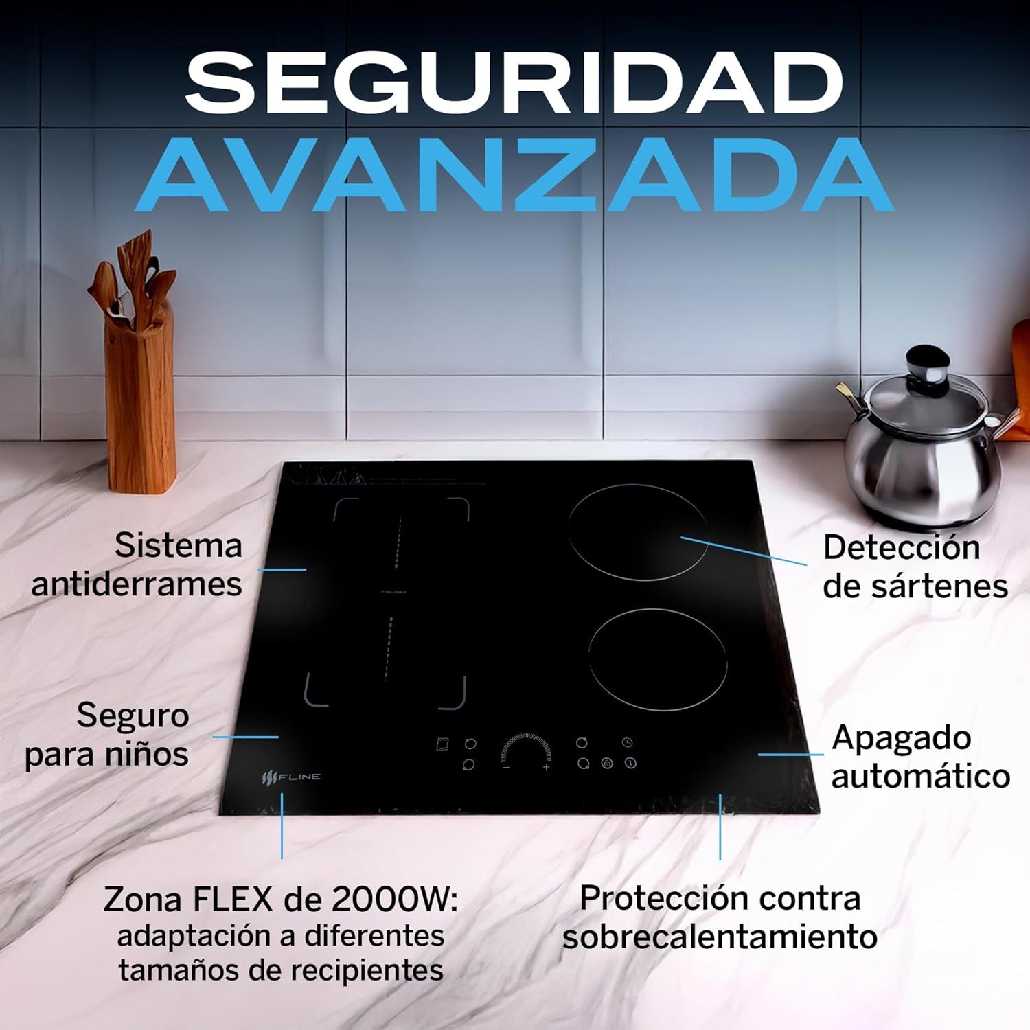 Parrilla De Gas Empotrable 4 Quemadores | Vidrio Templado | Gas LP Y Gas Natural | Encendido Electrónico | Estufa De Mesa | Parrilla De Inducción | Fácil Limpieza