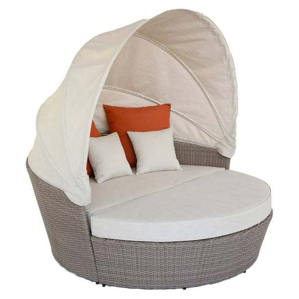 Sofá Lounge para Exterior Importado Tipo Mimbre con Toldo Retráctil