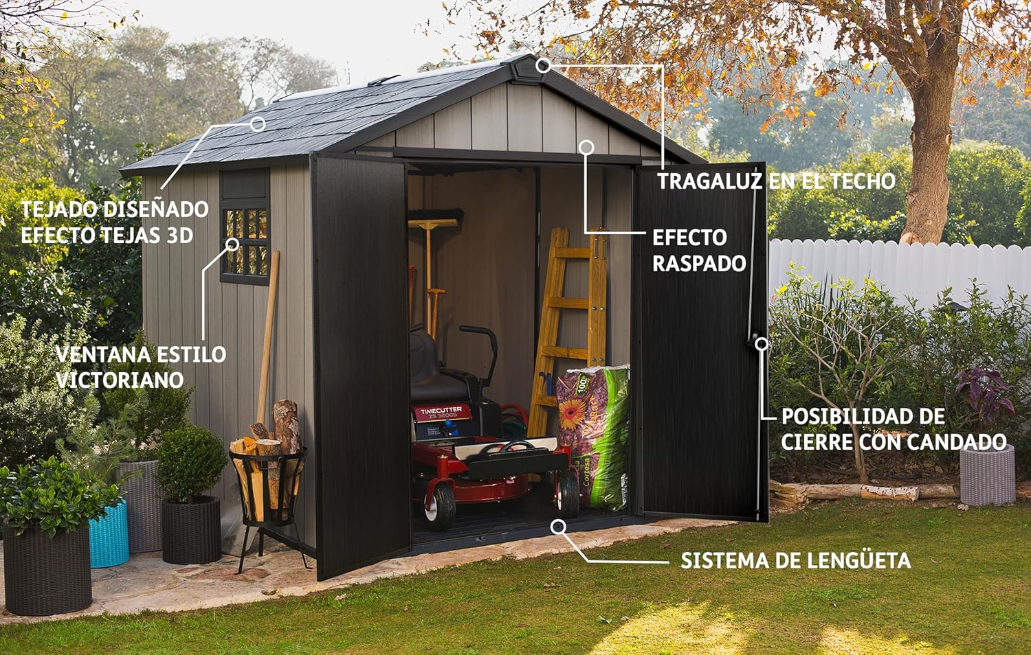 Keter Cobertizo de Almacenamiento, Oakland 759, Ideal para Jardin y Exteriores, Polipropileno, Gris
