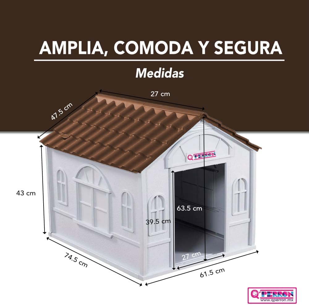 Casa Térmica para Perro Raza Grande | Incluye Puerta Metálica | 99 x 84 x 82 cm | Impermeable con Ventilación | Material Resistente al Exterior.