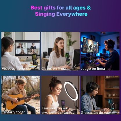 【Audífonos gratis】Micrófono JYX U-120 RGB para Gaming y Streaming con Auriculares – Cancelación de Ruido, Sonido Premium, USB/Tipo-C, Diseño Ergonómico y Funcional
