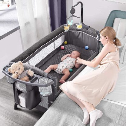 ADOVEL Cuna nocturna para bebé, Pack and Play, viene con colchón, cambiador y parque para recién nacidos y niños pequeños-----Toallitas para babas