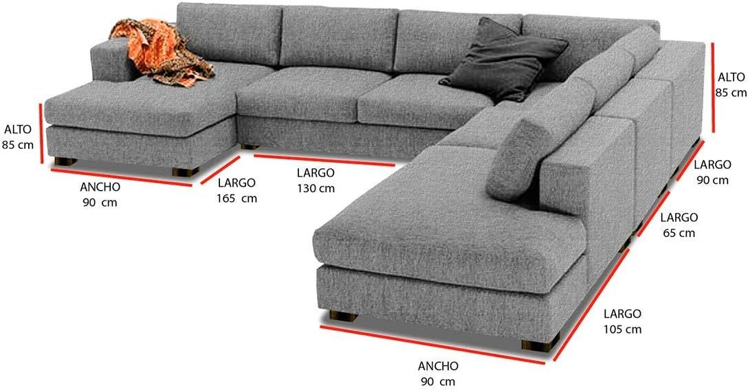 STORE MUEBLES Sala Atalia haspe Gris Derecha de 5 Piezas