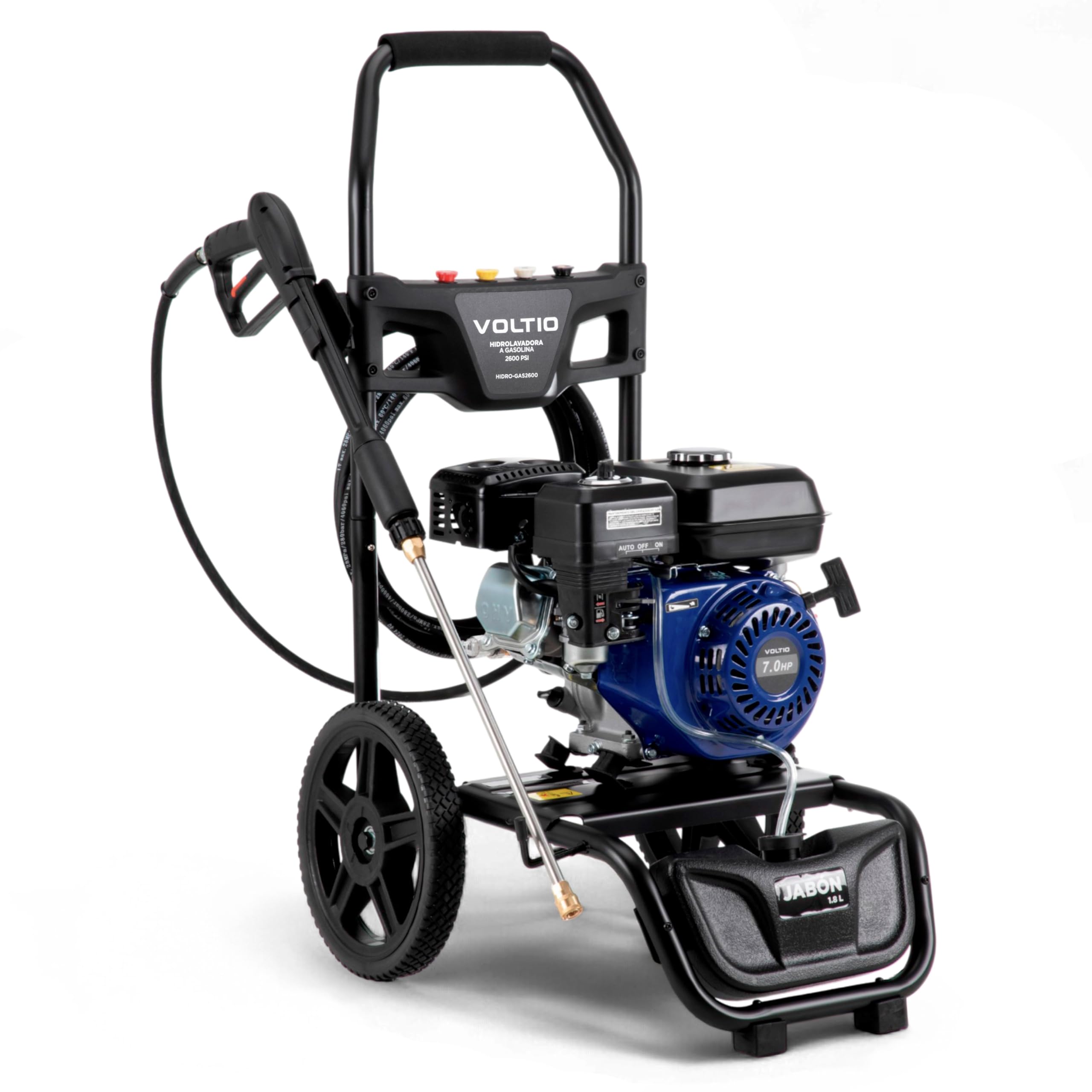 VOLTIO Hidrolavadora a Gasolina 2600 PSI | 3400 RPM, Motor de 7.0 Caballos