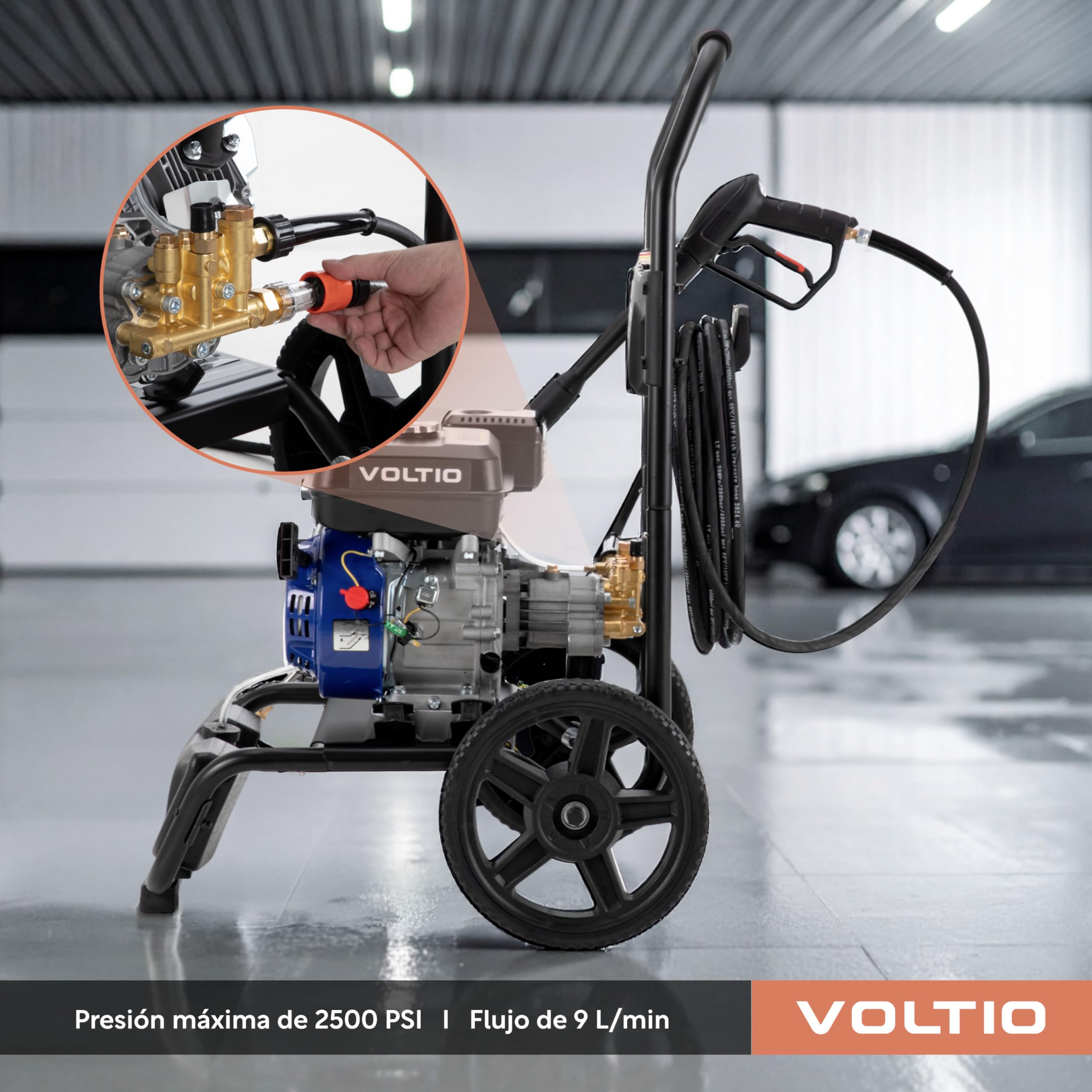 VOLTIO Hidrolavadora a Gasolina 2600 PSI | 3400 RPM, Motor de 7.0 Caballos