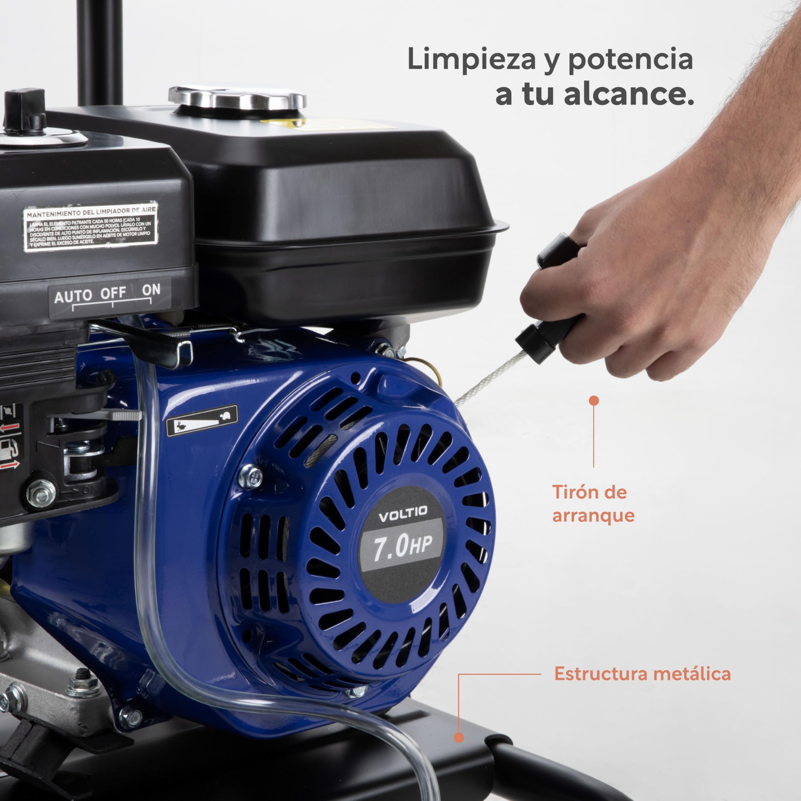 VOLTIO Hidrolavadora a Gasolina 2600 PSI | 3400 RPM, Motor de 7.0 Caballos