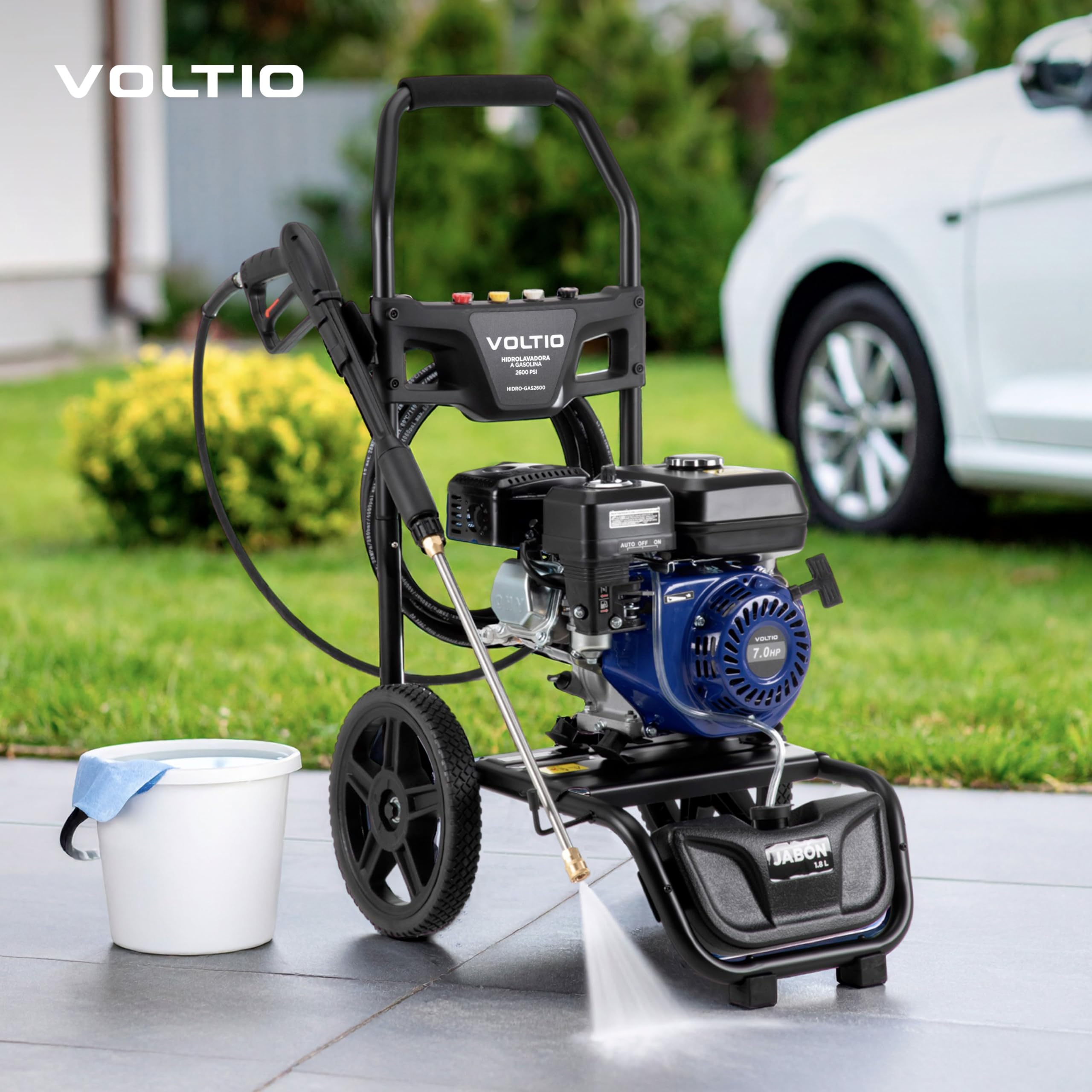 VOLTIO Hidrolavadora a Gasolina 2600 PSI | 3400 RPM, Motor de 7.0 Caballos