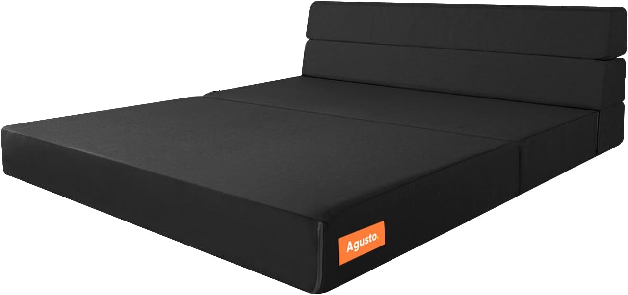 AGUSTO Sofá Cama Matrimonial Multifunción Colchon Plegable Futon Chaise Sillon Puff (Gris Oxford)
