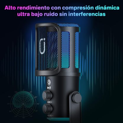 【Audífonos gratis】Micrófono JYX U-120 RGB para Gaming y Streaming con Auriculares – Cancelación de Ruido, Sonido Premium, USB/Tipo-C, Diseño Ergonómico y Funcional