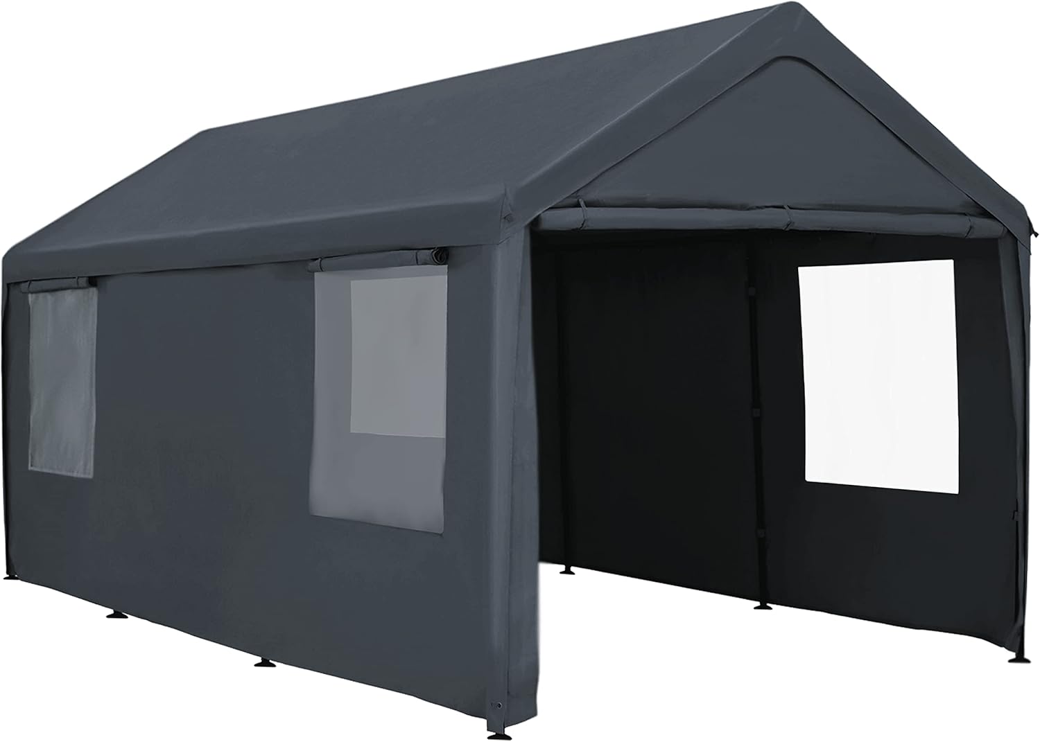 Carport - Toldo para automóvil de 12 x 20 pies, resistente con ventanas transparentes, paredes laterales y puertas extraíbles, para todas las estaciones y garaje portátil para barco, fiesta de boda, campamento al aire libre, comercial, resistente a los ra