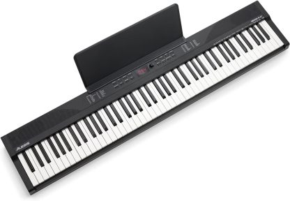 Alesis Melody 61 - Piano eléctrico con 61 teclas, Teclado Musical con altavoces, audífonos, micrófono, soporte para piano, atril y taburete