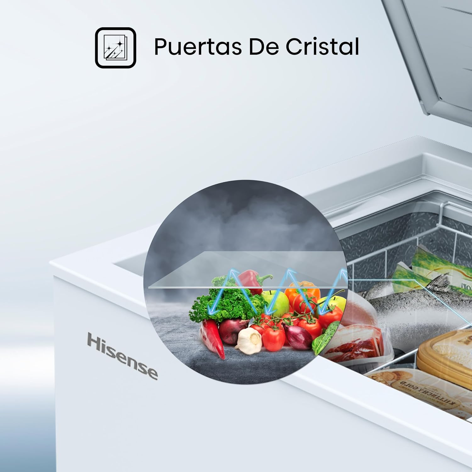 Hisense FC50D6AWX Congelador, 5 pies cúbicos, Temperatura ajustable, Fast Freeze, Cerradura de seguridad, 62x56x85cm(AnchoxLargoxAlto), Blanco
