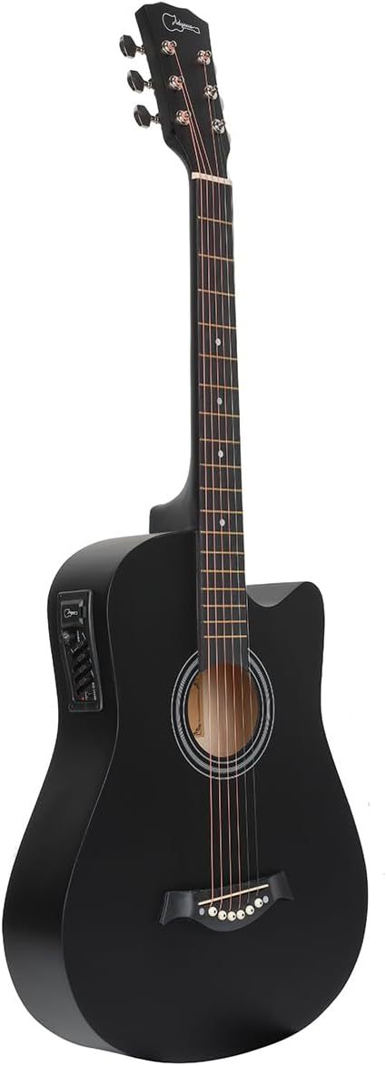 Jidyous electricacústica 38 inch Acústica Clasica guitarras Funda Y Accesorios, con correa, afinador, un paquete de cuerdas adicionales, capo, paño de limpieza, 3 púas, bolsa de concierto (Natural)