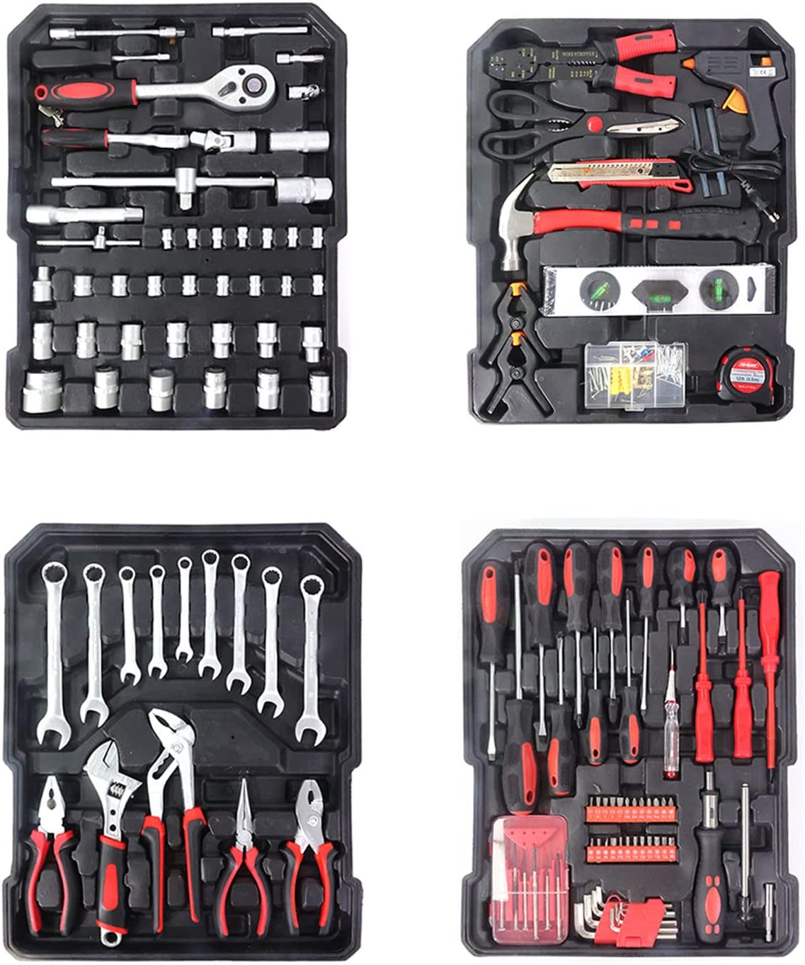 Arcwares Juego de herramientas de aluminio de 799 piezas, color plateado, juego de herramientas de mano para el hogar, con cinturón de herramientas, regalo en el día del padre (negro)