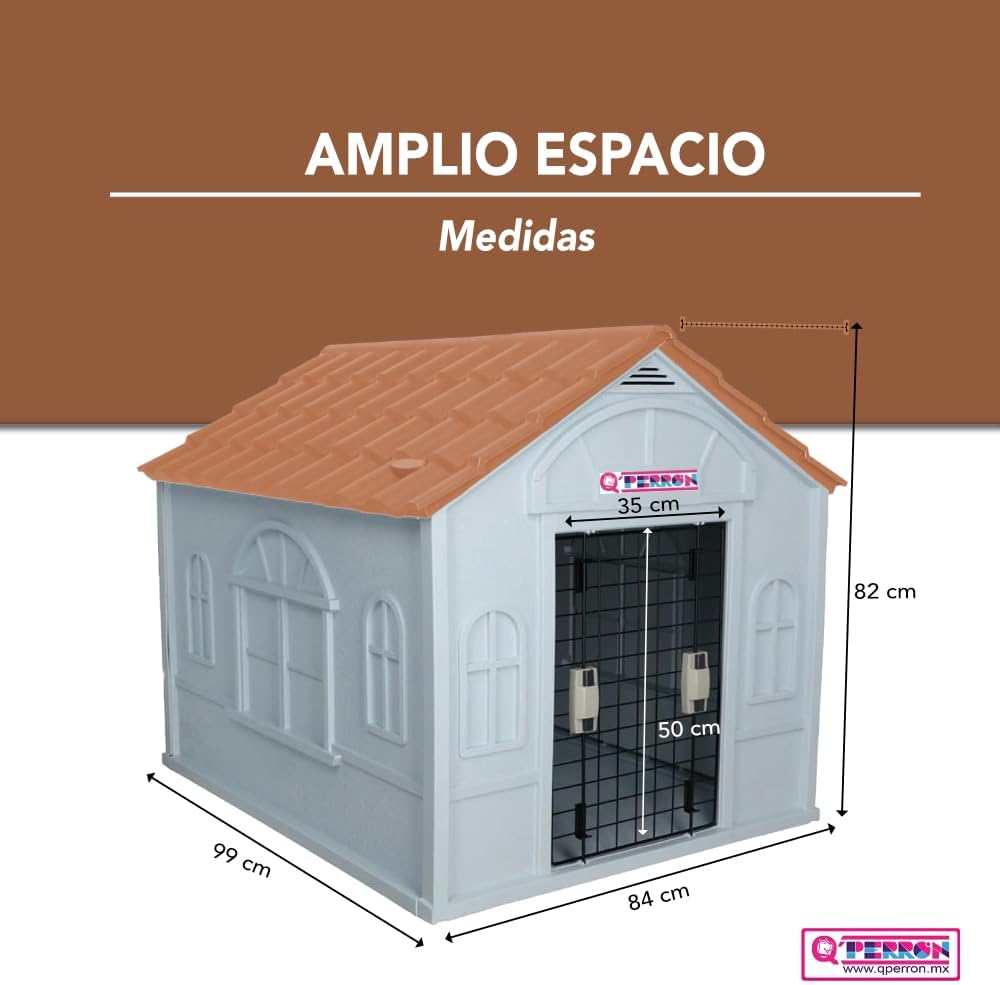 Casa Térmica para Perro Raza Grande | Incluye Puerta Metálica | 99 x 84 x 82 cm | Impermeable con Ventilación | Material Resistente al Exterior.
