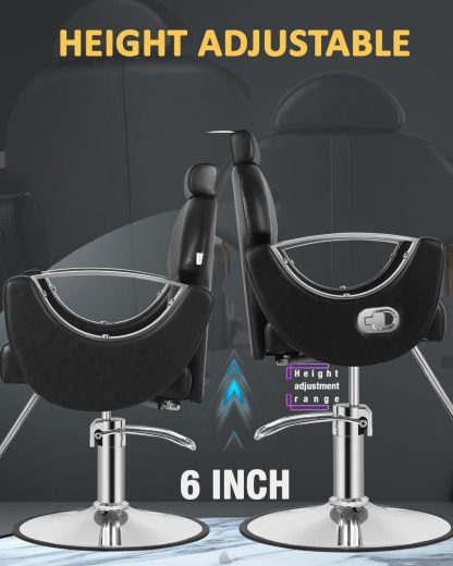 Silla de peluquero de salón, silla reclinable para peluquero, silla de peluquería con bomba hidráulica resistente, silla de peluquería giratoria de 360 grados para peluquería en casa, color rosa