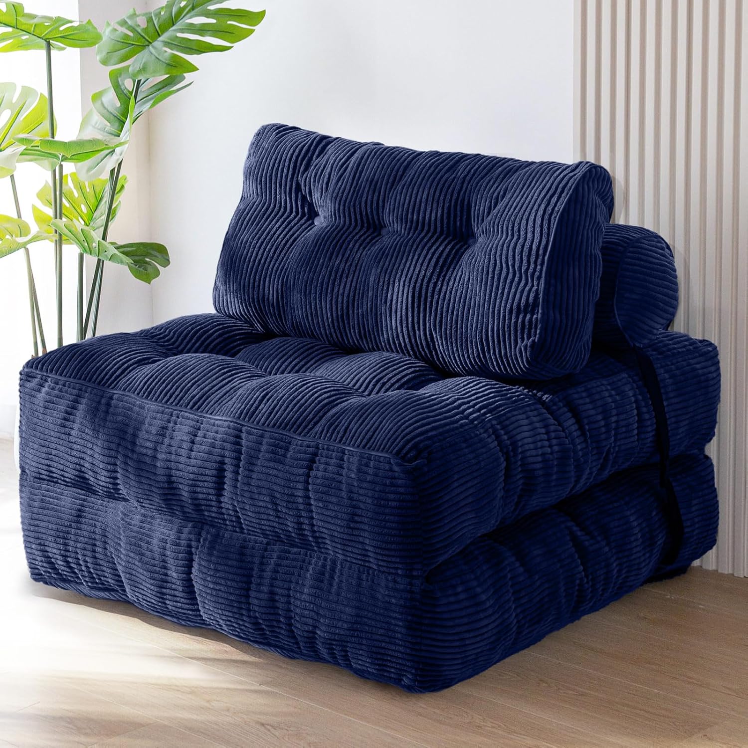 MAXYOYO Sofá Cama Plegable, Silla Convertible para Dormir con Almohada, Colchón Plegable con Soporte para la Espalda, Silla Cama Plegable Portátil Cómoda, Sofá de Piso para Sala de Estar, Recámara