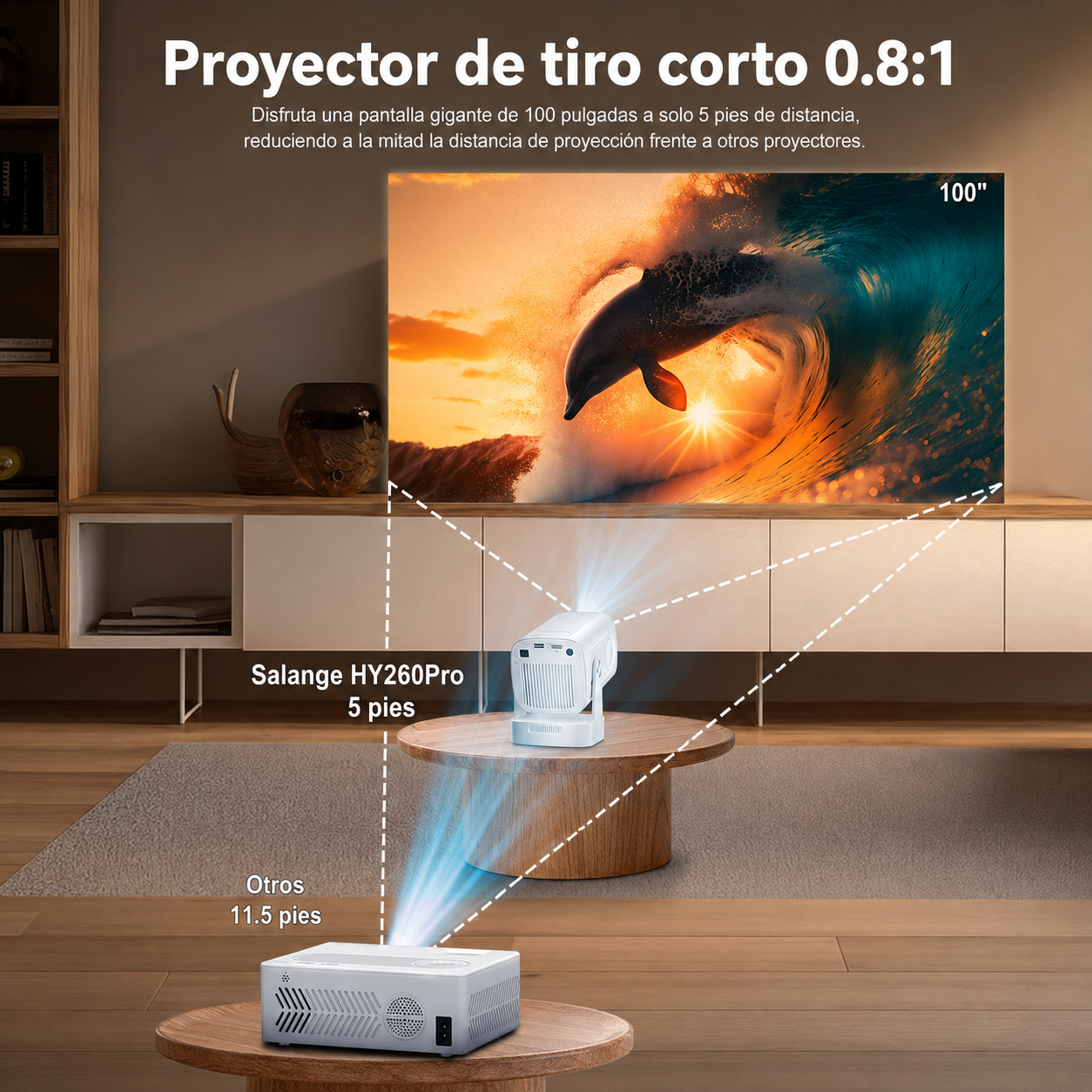 [Enfoque automático] Mini proyector nativo 1080P con WiFi y Bluetooth 5.4, proyector inteligente 4K, aplicaciones integradas, piedra clave automática, proyector portátil para películas al aire última