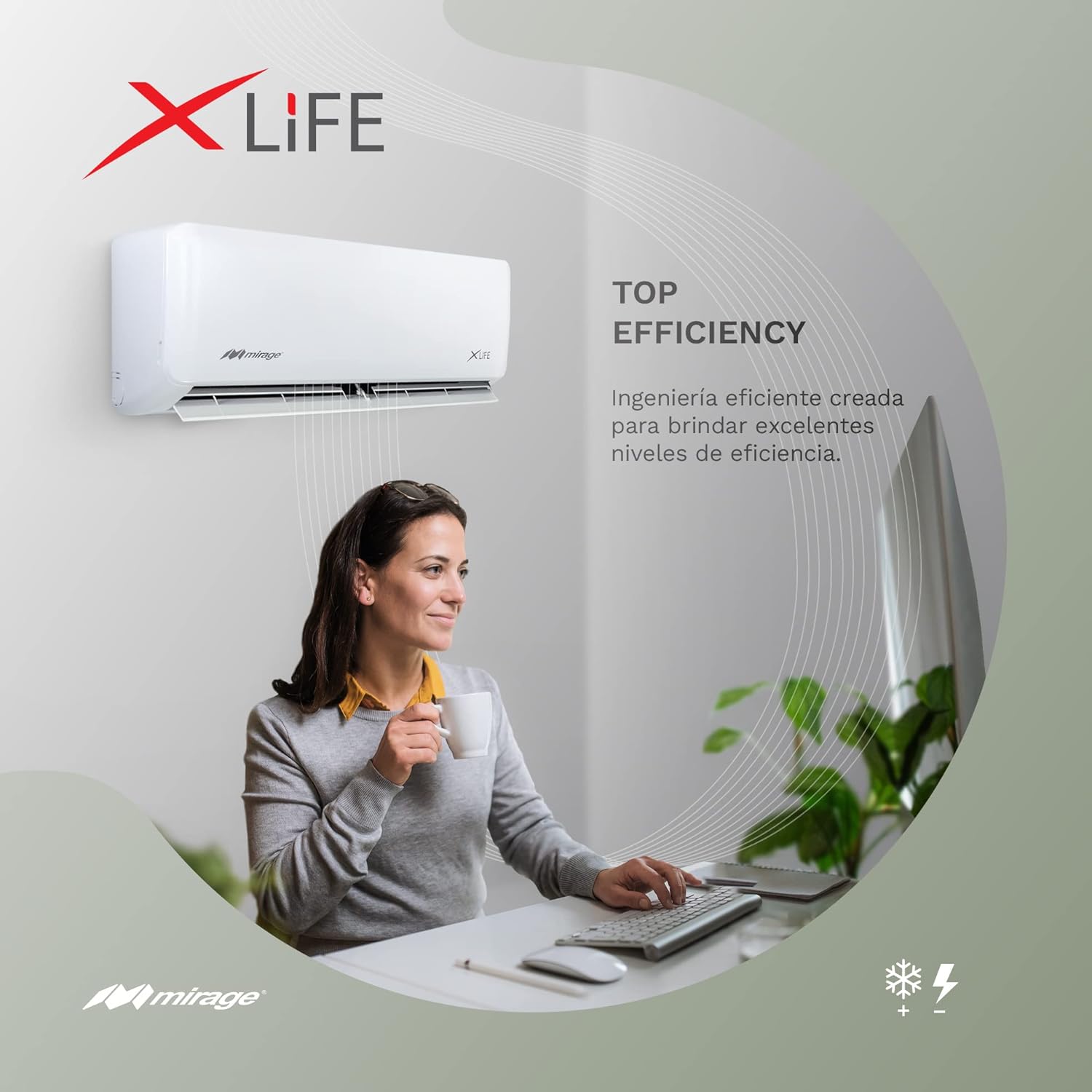 Mirage SETCLC120H Aire Acondicionado Mini Split Xlife On/Off con Calefacción 1Ton 115V, Blanco