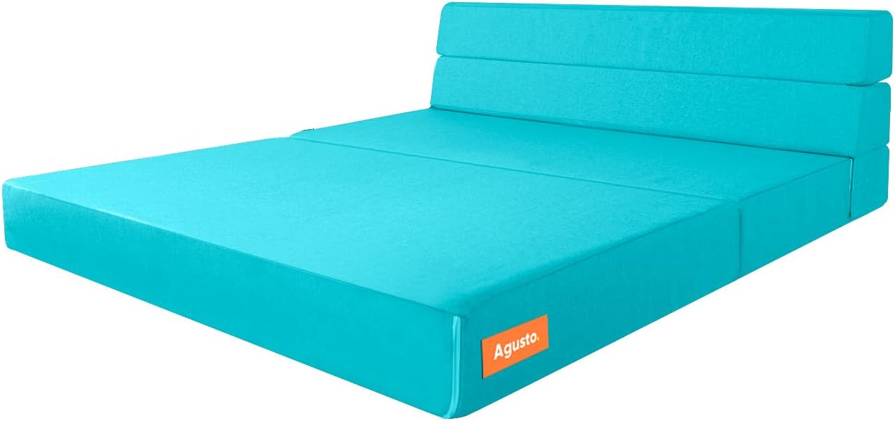 AGUSTO Sofá Cama Matrimonial Multifunción Colchon Plegable Futon Chaise Sillon Puff (Gris Oxford)