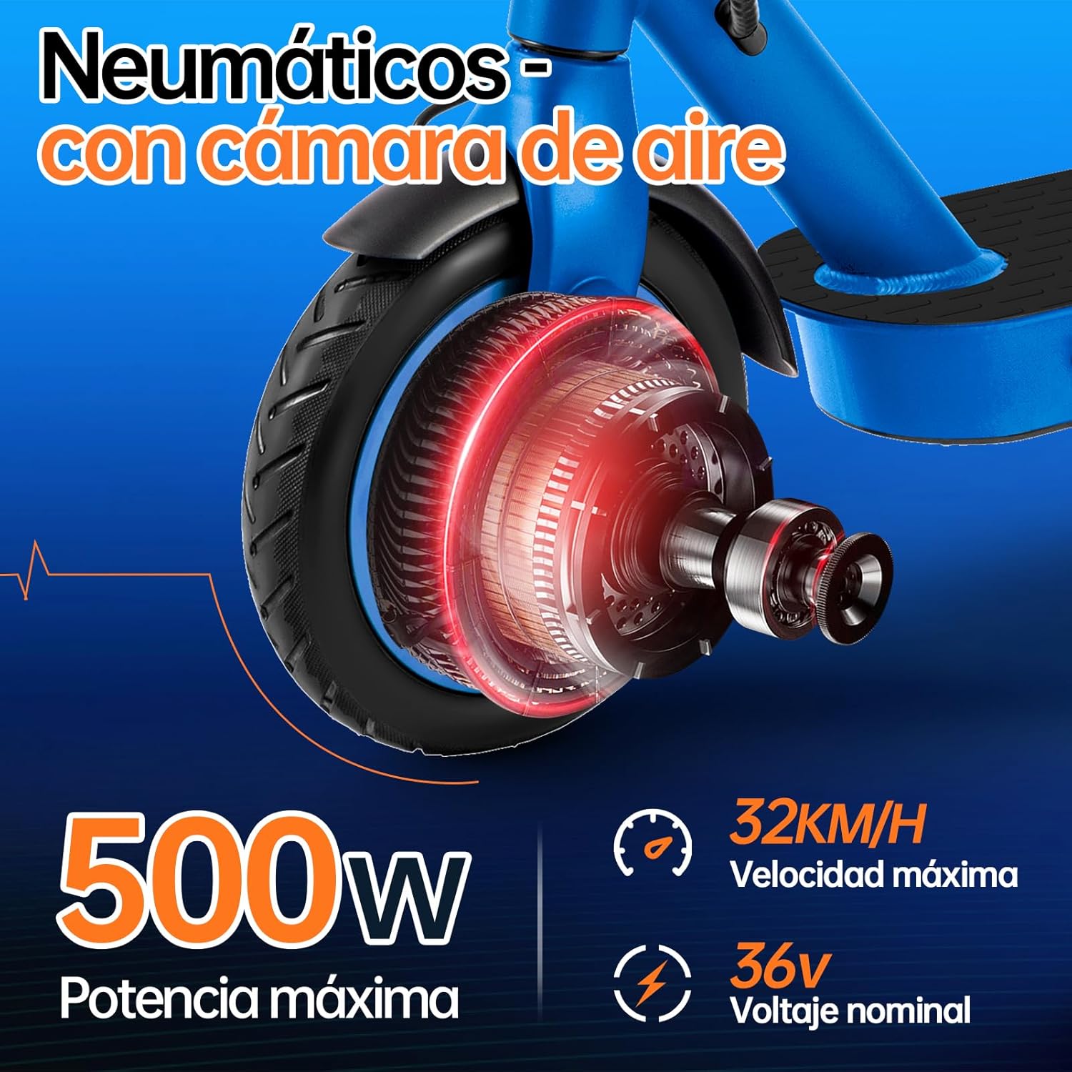 HONEYWHALE M2 Pro Scooter Eléctrico Plegable para Adultos, Motor de 500 W de Potencia Máxima, 22km con una Carga Completa, Velocidad Máxima 32km/h, Patin Eléctrico con App Control Bluetooth