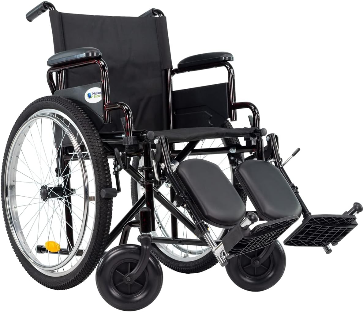 Medical Store Silla de Ruedas TODO TERRENO de Lujo, Modelo 101, Acero Resistente, Con Eleva piernas Desmontables y Descansabrazos Abatibles Color Rojo.…
