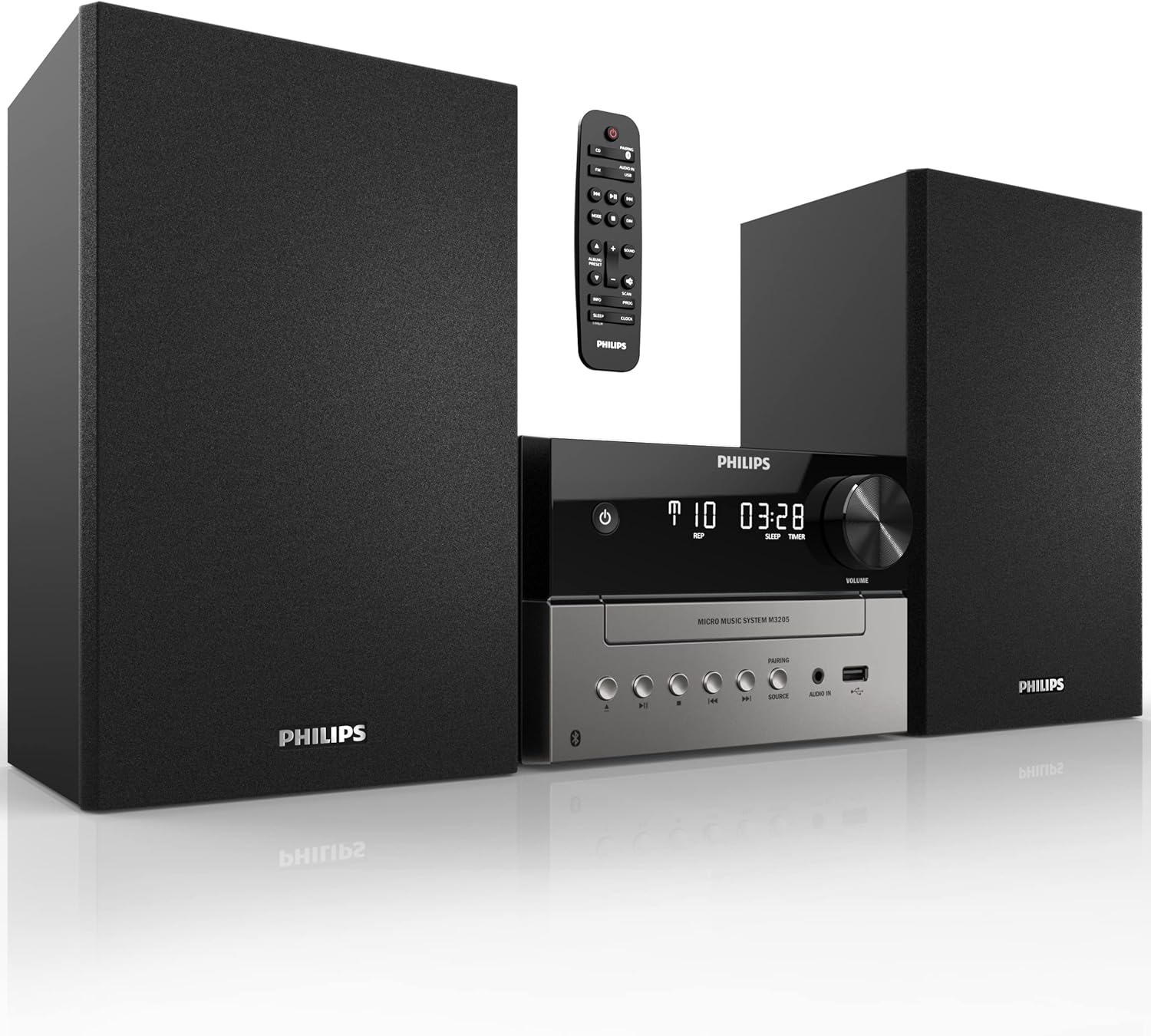 Philips Sistema estéreo doméstico Bluetooth con reproductor de CD, transmisión inalámbrica, MP3, USB, entrada de audio, radio FM, 15 W, sistema de sonido micro musical-----Cable de alimentación