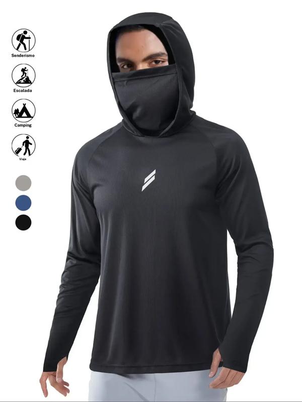Men's Sun Protection Hoodie Set,FishingHoodiewithMask,Casual Breathable Fishing Jacket,Quick Dry Sportswear with Face Cover,SunProtectionFishingGear,Outdoor Adventure Clothing,Sportswear and Activewear
