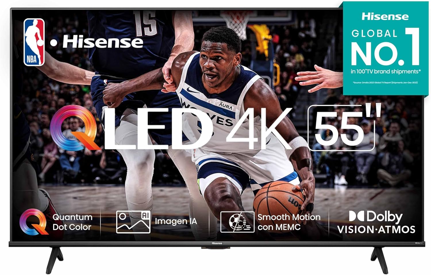 Hisense Pantalla QLED de 43" 43QD6N Google TV Works with Alexa 2024