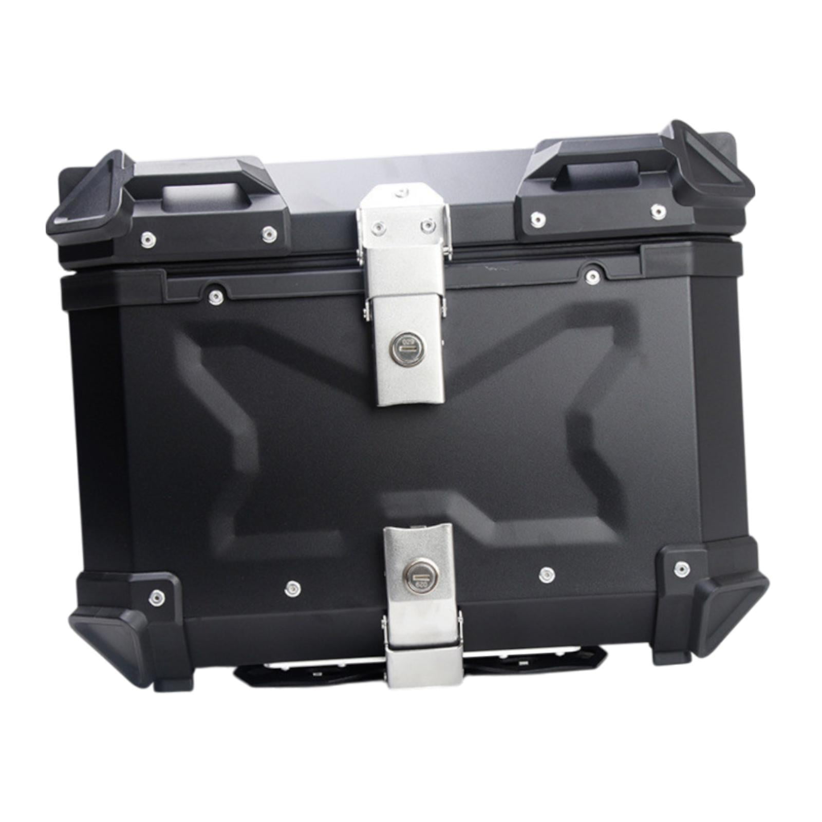 Baúl de motocicleta genérico, caja trasera, organizador de aluminio a prueba de golpes, caja para casco, baúl de almacenamiento de equipaje para 45L Plata