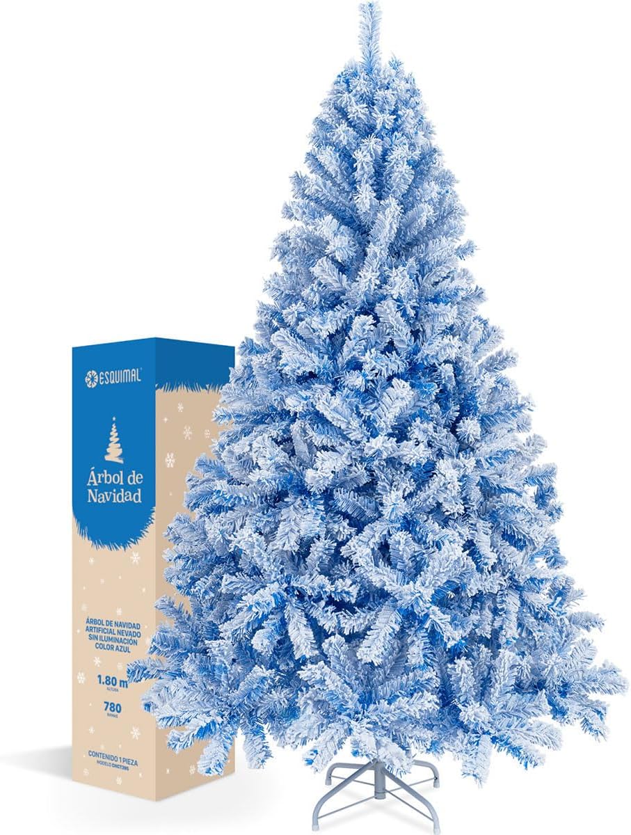 ESQUIMAL Árbol de Navidad Frondoso con Ramas Escarchadas, Pino Navideño (Rosa Nevado, 2.2 m)