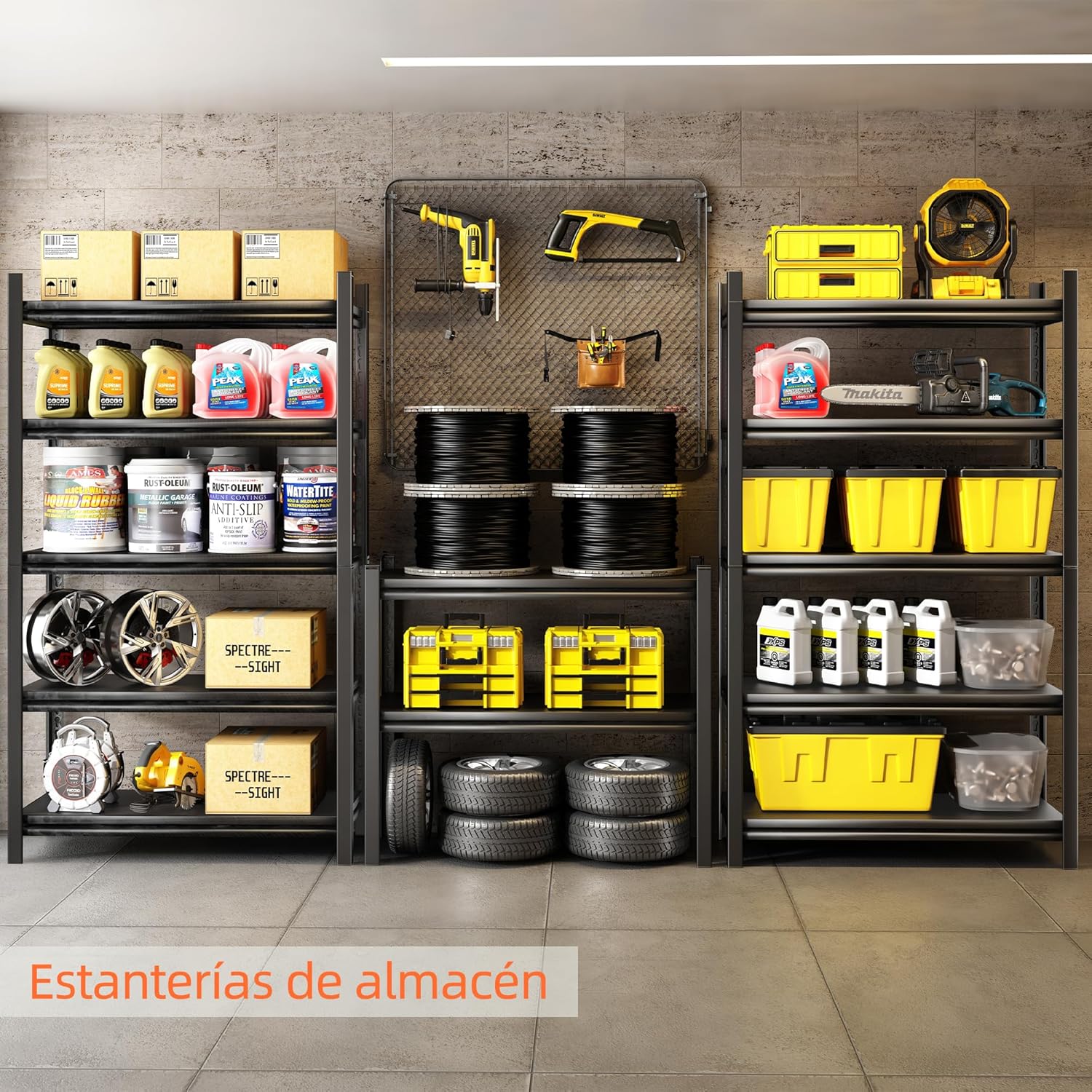 NETEL Anaquel Metalico 5 Niveles, Estantería de Garaje, Estanteria Metalica, Estante de Acero para Cargar Pesadas, Estantería Multifuncional Desmontable, 90 W x 40 D x 183 H cm, Negro