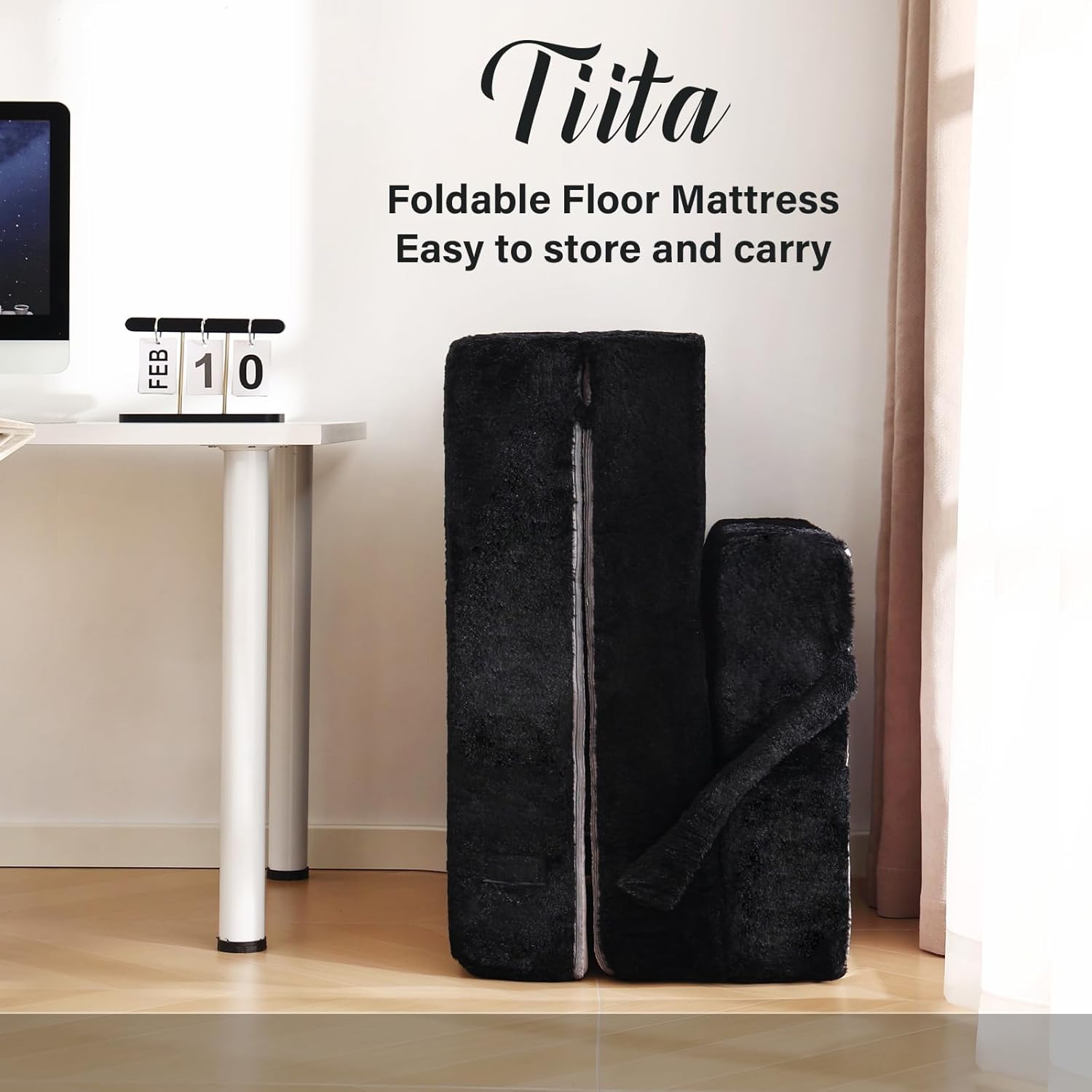 Tiita - Sillón de futón, tamaño individual, sofá cama plegable con almohada, colchón de piso y futón para sala de estar, recámara, uso de invitados, departamento