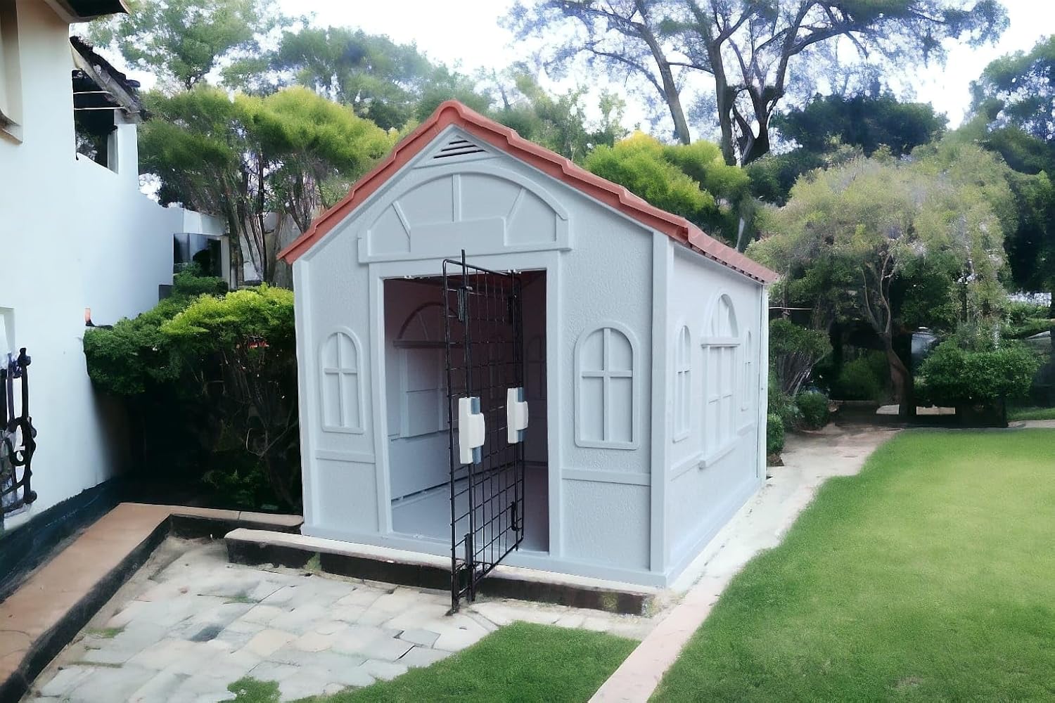 Casa Térmica para Perro Raza Grande | Incluye Puerta Metálica | 99 x 84 x 82 cm | Impermeable con Ventilación | Material Resistente al Exterior.