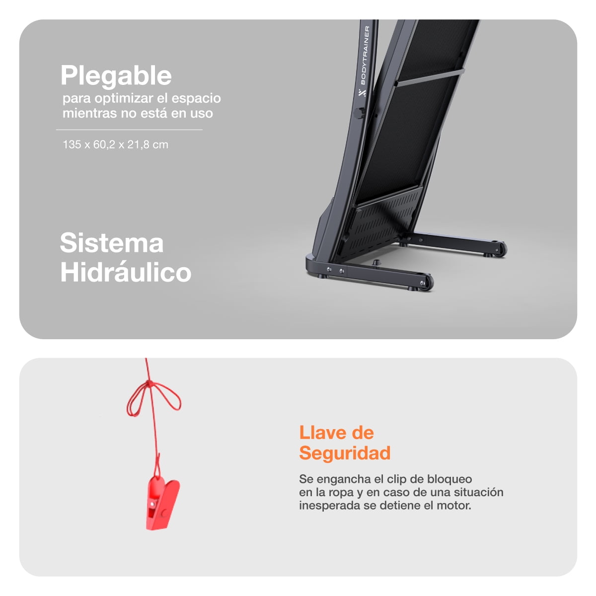 Caminadora Eléctrica BodyTrainer B2-400 Plegable con Display LED Velocidad Máx 14 Km/h